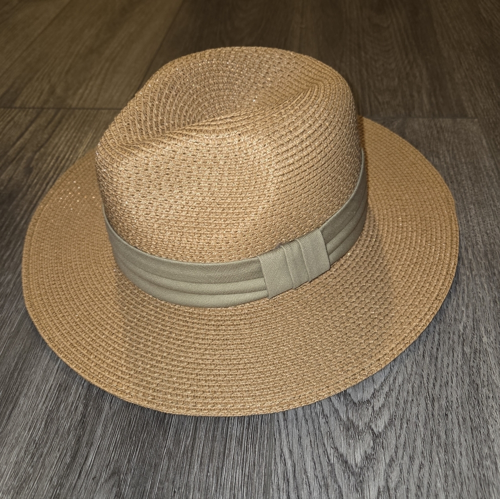 Like New Paper Woven Fedora Hat Unisex Beige Cap 56-58 cm Adult​​